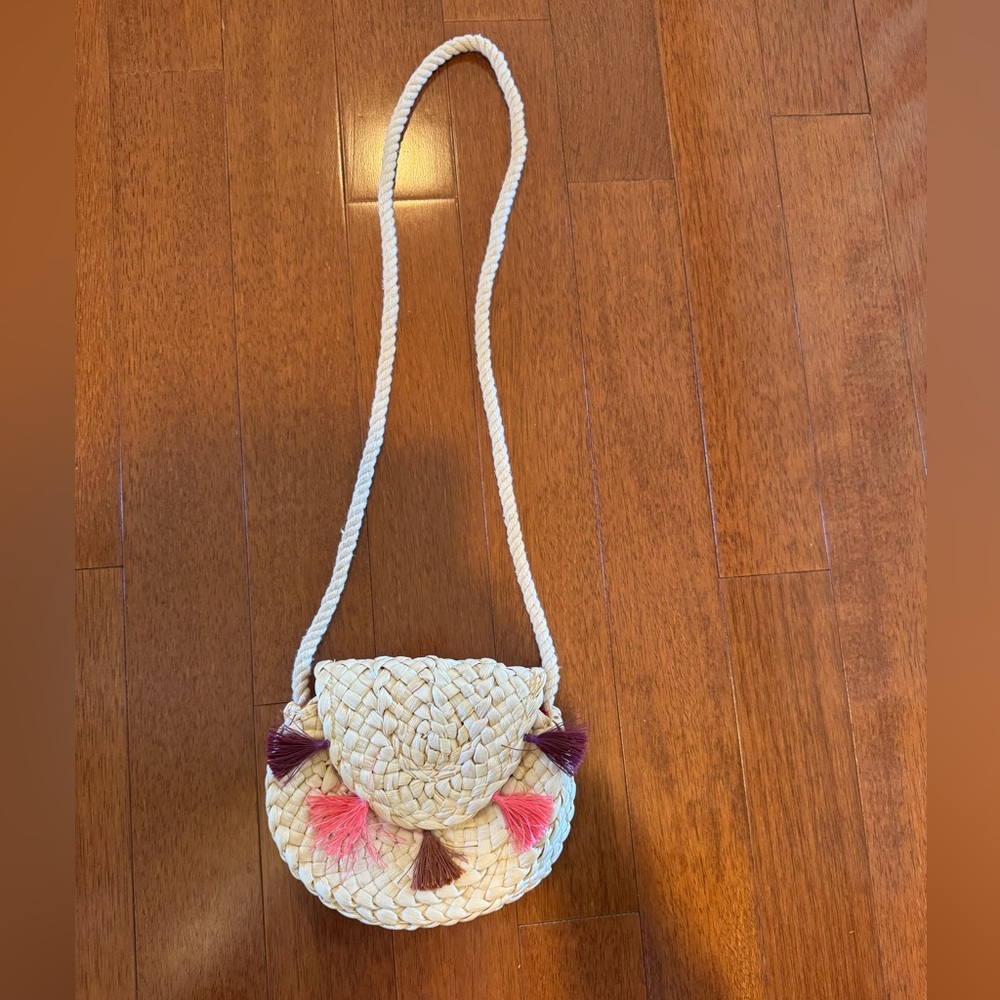 Girls Straw Crossbody Bag with Tassels